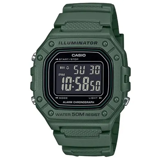 Casio Collection Armbanduhr digital eckig Resin grün W-218H-3BVEF