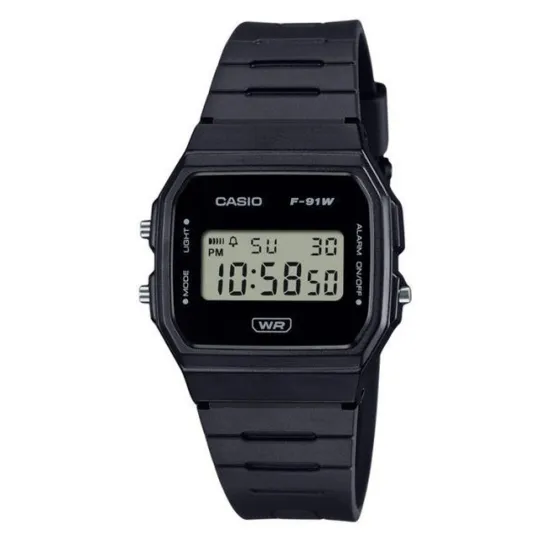 Casio Collection Armbanduhr digital mit Resinband schwarz F91WB-1AEF