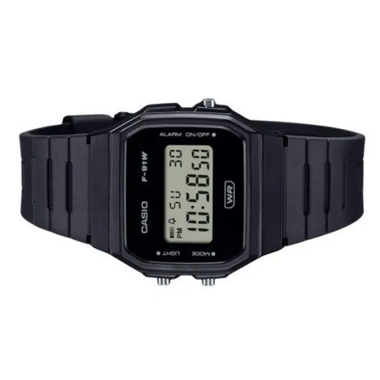 Casio Collection Armbanduhr digital mit Resinband schwarz F91WB-1AEF