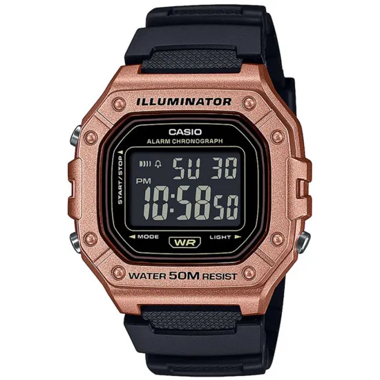 Casio Collection Armbanduhr digital rosegoldfarben Resinband schwarz W-218HM-5BVEF
