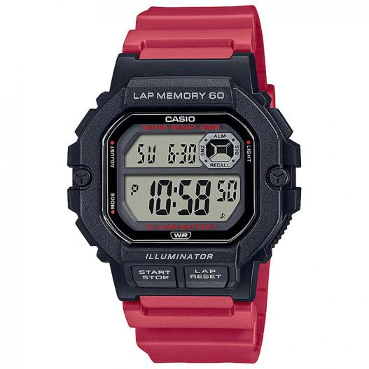 Casio Collection Armbanduhr digital schwarz rot aus Kunststoff WS-1400H-4AVEF