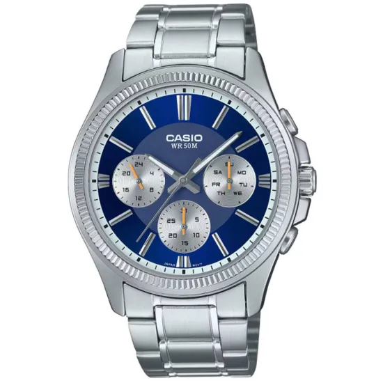 Casio Collection Armbanduhr silberfarben dunkelblau MTP-1375PD-2A1VEF