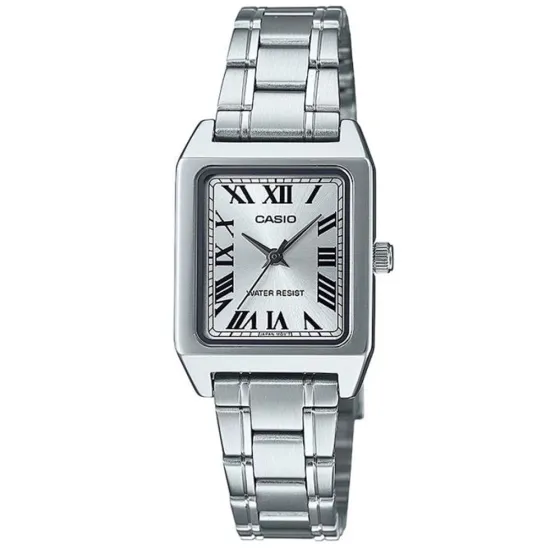Casio Collection Damenuhr eckig mit Edelstahlband LTP-B150D-7BEF