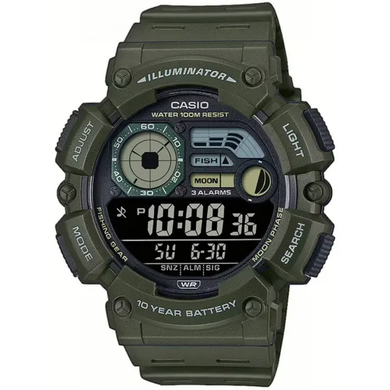 Casio Collection Digitaluhr Armbanduhr mit Resinband grün WS-1500H-3BVEF