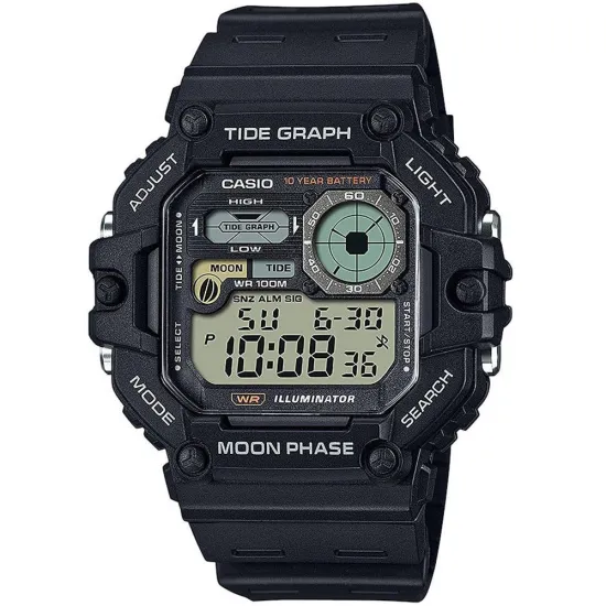 Casio Collection Digitaluhr Armbanduhr mit schwarzem Resin Armband WS--1700H-1AVEF