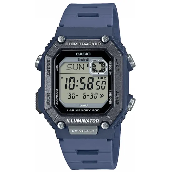 Casio Collection Digitaluhr Bluetooth Timeless Resin blau eckig WS-B1000-2AVEF