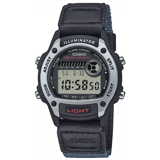Casio Collection Digitaluhr Resin Textil Lederband schwarz W-220HF-8AVEF