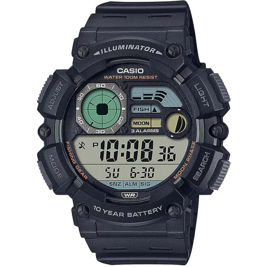 Casio Collection Digitaluhr schwarz mit Mondphase und Fishingtimer WS--1500H-1AVEF