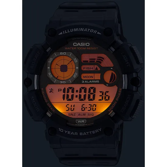 Casio Collection Digitaluhr schwarz mit Mondphase und Fishingtimer WS--1500H-1AVEF
