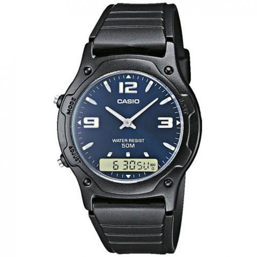 Casio Collection Herrenuhr Armbanduhr mit schwarzem Resinband  AW-49HE-2AVEG