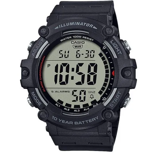 Casio Collection Herrenuhr mit schwarzem Silikonband digital AE-1500WH-1AVEF