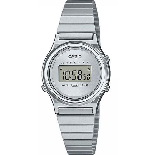 Casio Damen Armbanduhr digital Retro silberfarben Chronograph LA700WE-7AEF