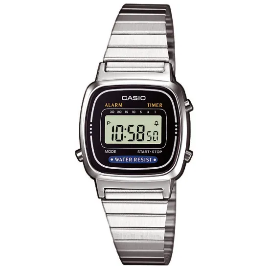 CASIO Damenuhr Digitaluhr silberfarben schwarz