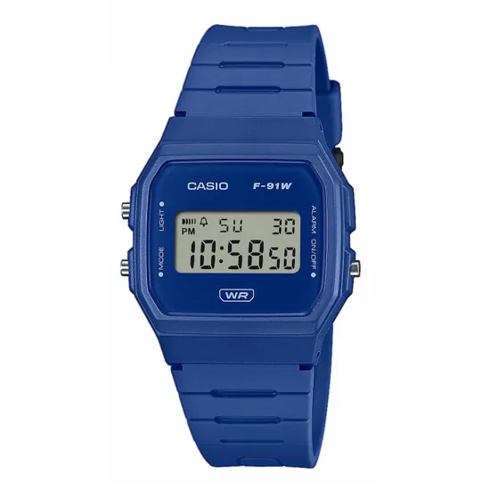 Casio Digitaluhr Armbanduhr blau mit Resinband F-91WB-2A1EF