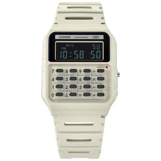 Casio Digitaluhr beige mit Taschenrechner und Resinband CA-53WB-8BEF