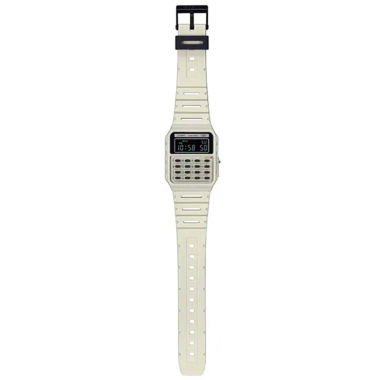 Casio Digitaluhr beige mit Taschenrechner und Resinband CA-53WB-8BEF