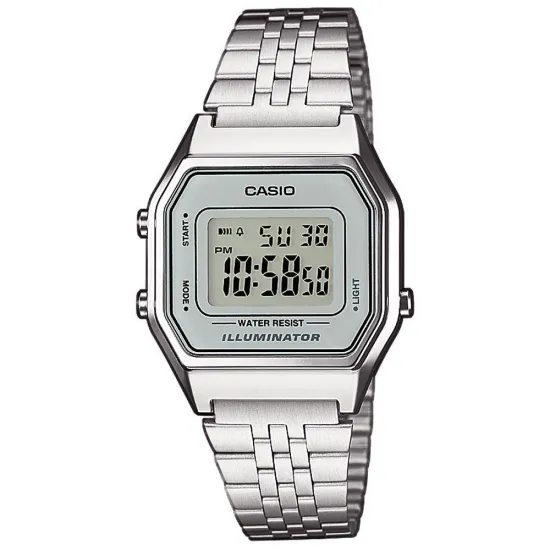 CASIO Digitaluhr Damenuhr digital silberfarben grau Retro LA680WEA-7EF