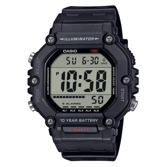 Casio Digitaluhr Resingehäuse eckig schwarzes Silikonband AE-1600H-1AVEF