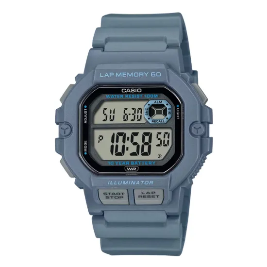 Casio Digitaluhr Resingehäuse eckig und blaues Silikonband WS-1400H-2AVEF