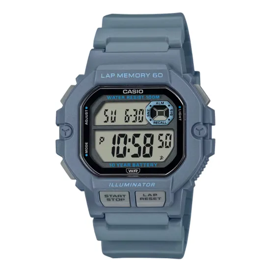 Casio Digitaluhr Resingehäuse eckig und blaues Silikonband WS-1400H-2AVEF