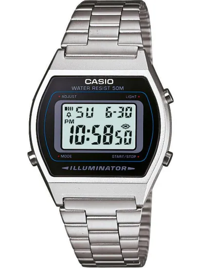 CASIO Digitaluhr schwarz silberfarben Retro Style B640WD-1AVEF