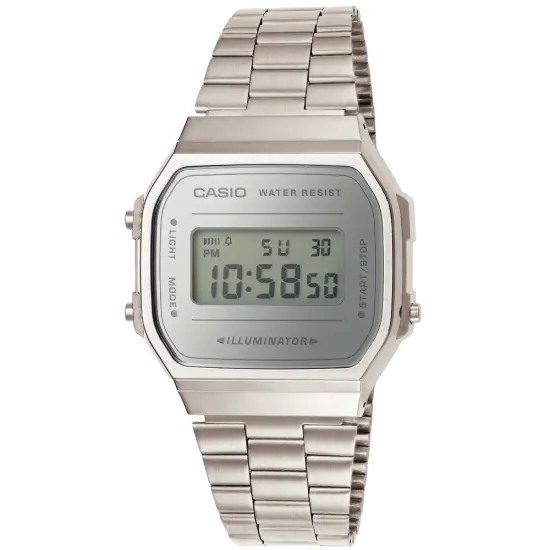 Casio Digitaluhr silberfarben mit spiegelnder Verblendung A168WEM-7EF