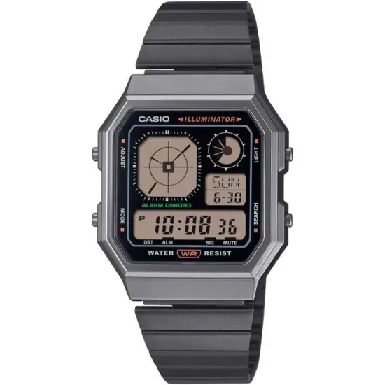 Casio Edgy Collection Digitaluhr schwarz grau mit Retro Design A130WEGG-1AEF