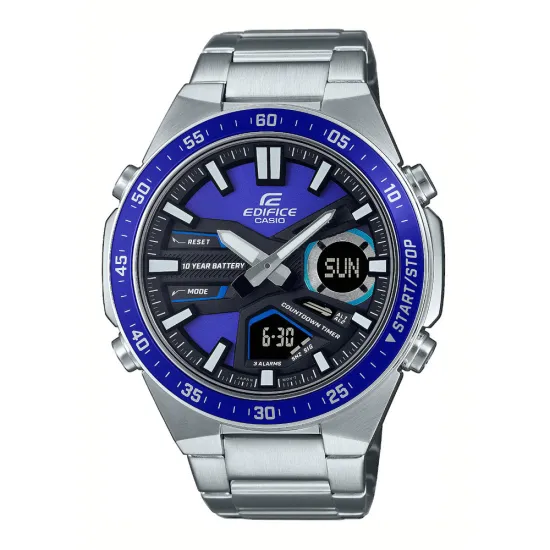 Casio Edifice Herrenuhr blau silberfarben schwarz analog digital EFV-C110D-2AVEF