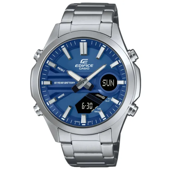 Casio Edifice Herrenuhr analog digital silberfarben blau EFV-C120D-2AEF