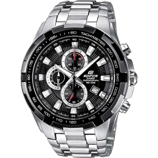 Casio Edifice Herrenuhr Chrono schwarz silberfarben mit Edelstahlband EF-539D-1AVEF