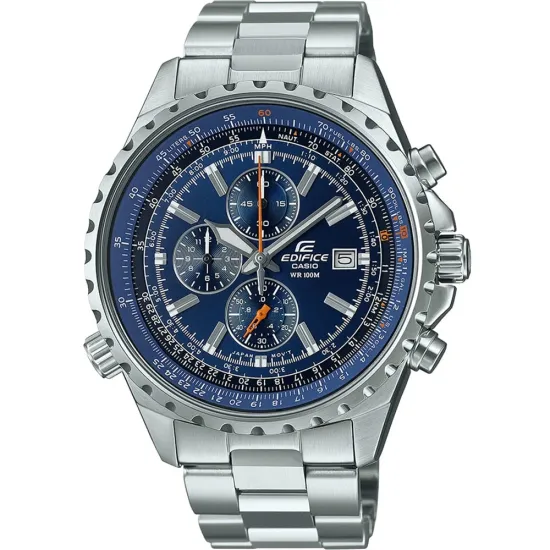 Casio Edifice Herrenuhr Chronograph Edelstahl silberfarben blau EF-527D-2AVUEF