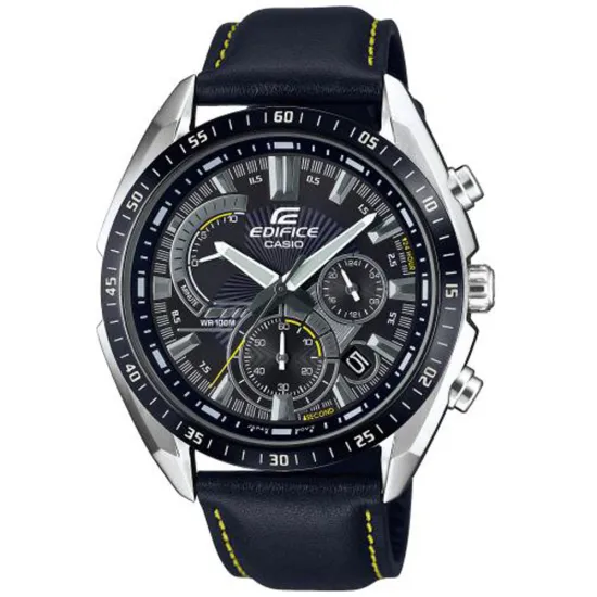 Casio Edifice Herrenuhr Chronograph mit schwarzem Lederband EFR-570BL-1AVUEF