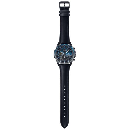 Casio Edifice Herrenuhr schwarz Solar Chronograph blau mit Lederband EQS-940NL-1AVUEF
