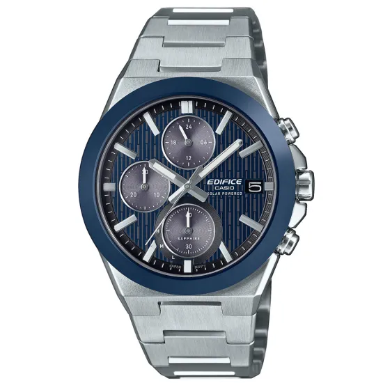 Casio Edifice Herrenuhr Solar Chrono silberfarben blau EFS-S650D-2AEF