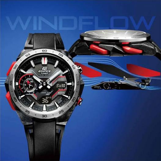 Casio Edifice Windflow Herrenuhr Solar Bluetooth schwarz silberfarben rot ECB-2200P-1AEF