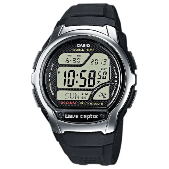Casio Funkuhr Digitaluhr Wave Ceptor mit schwarzem Resinband WV-58R-1AEF