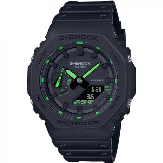 Casio G-SHOCK Armbanduhr Neon Accent schwarz grün GA-2100-1A3ER
