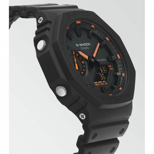 Casio G-SHOCK Armbanduhr Neon Accent schwarz orange GA-2100-1A4ER