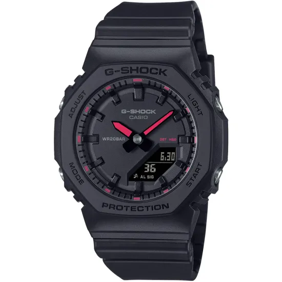 Casio G-Shock Armbanduhr schwarz rot neon aus biobasiertem Resin GMA-P2100SA-1A1ER