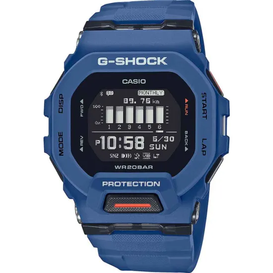 Casio G-SHOCK Bluetooth Herrenuhr blau schwarz mit Resinband blau GBD-200-2ER