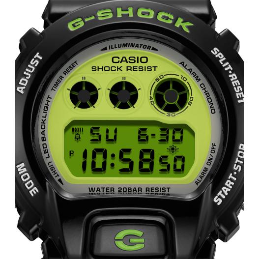 Casio G-Shock Digitaluhr hellgrün schwarz mit Kunststoffband DW-6900RCS-1ER