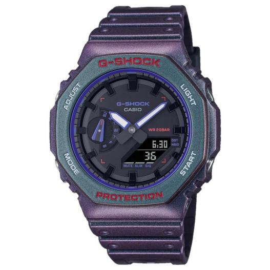 Casio G-Shock Classic lila glänzend ana digi schwarzes Zifferblatt GA-2100AH-6AER