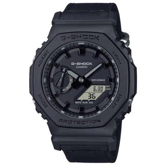 Casio G-Shock Classic Quarz schwarz Textilband analog digital GA-2100BCE-1AER