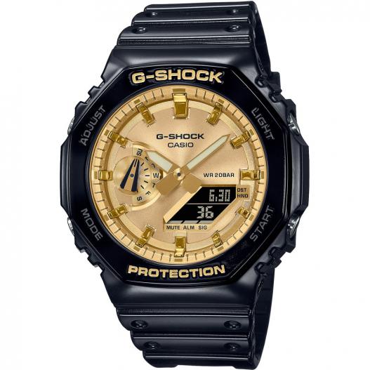 Casio G-Shock Classic schwarz glänzend mit goldfarbenen Zifferblatt GA-2100GB-1AER