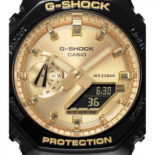 Casio G-Shock Classic schwarz glänzend mit goldfarbenen Zifferblatt GA-2100GB-1AER