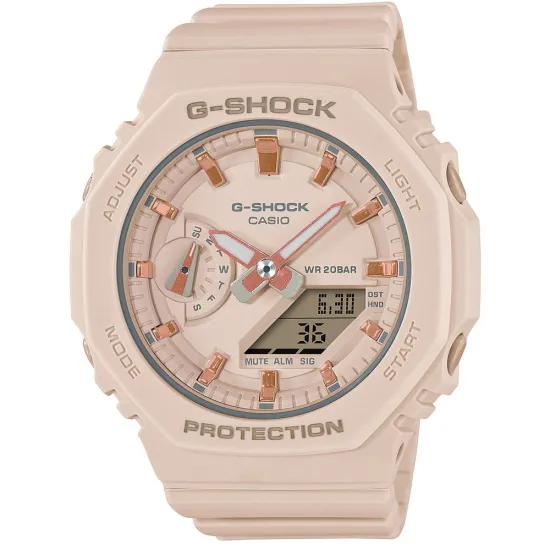 Casio G-Shock Damenuhr analog digital hellrosa mit Resinarmband GMA-S2100-4AER