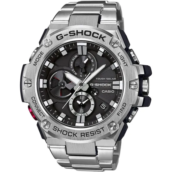 Casio G-Shock G-Steel Solaruhr Bluetooth silberfarben schwarz GST-B100D-1AER