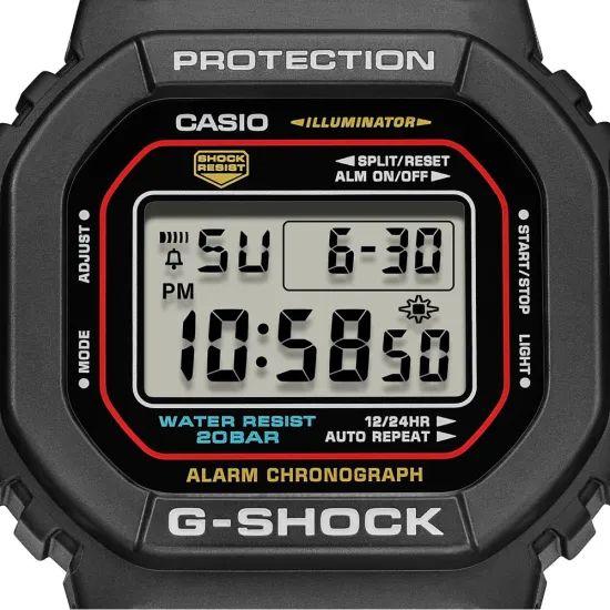 Casio G-Shock Origin digital eckig Chrono Resingehäuse schwarz DW-5600RL-1ER