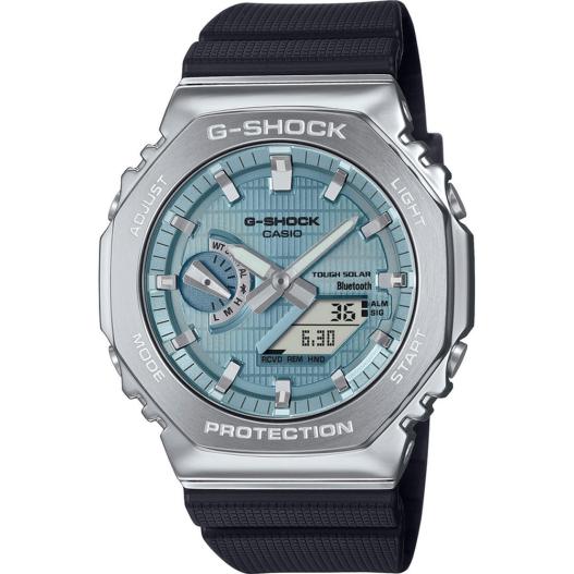 Casio G-Shock Solar Classic Metall schwarz silberfarben blau GBM-2100A-1A2ER