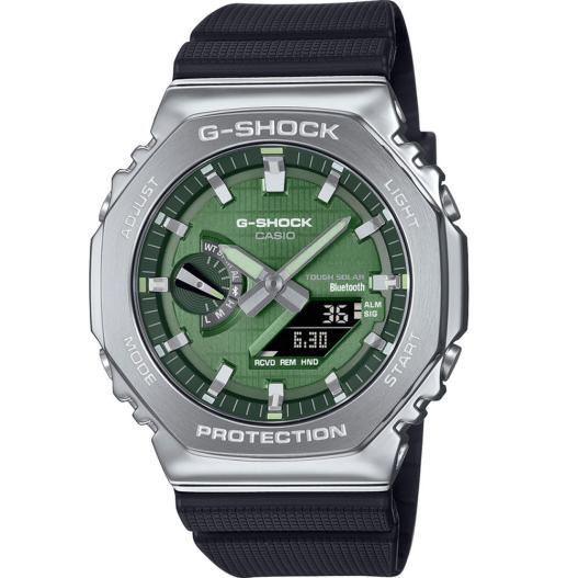 Casio G-Shock Solar Classic Metall schwarz silberfarben grün GBM-2100A-1A3ER